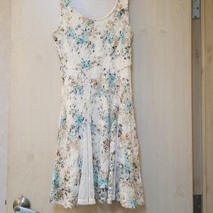 Cream dress with blue and white flowers